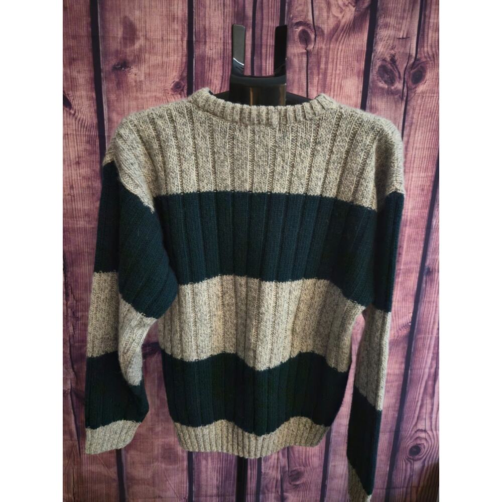 Vintage Wool Blend Chunky Rib Knit Striped Crewneck Sweater M Authentic Issue 90 - Picture 5 of 6